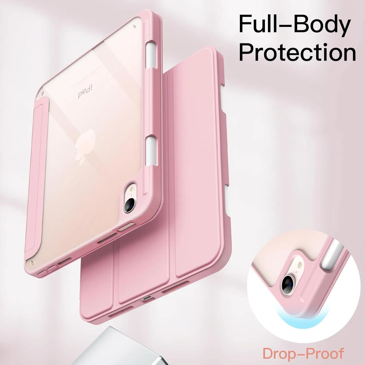 SMART CLEAR CASE PARA IPAD MINI 6 GEN A2567 A2568 ROSE - 2