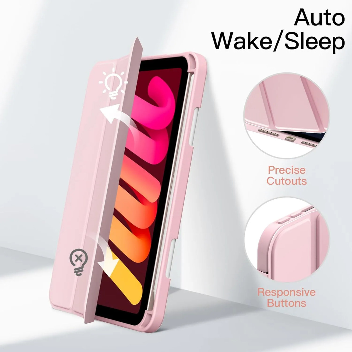 SMART CLEAR CASE PARA IPAD MINI 6 GEN A2567 A2568 ROSE - 5