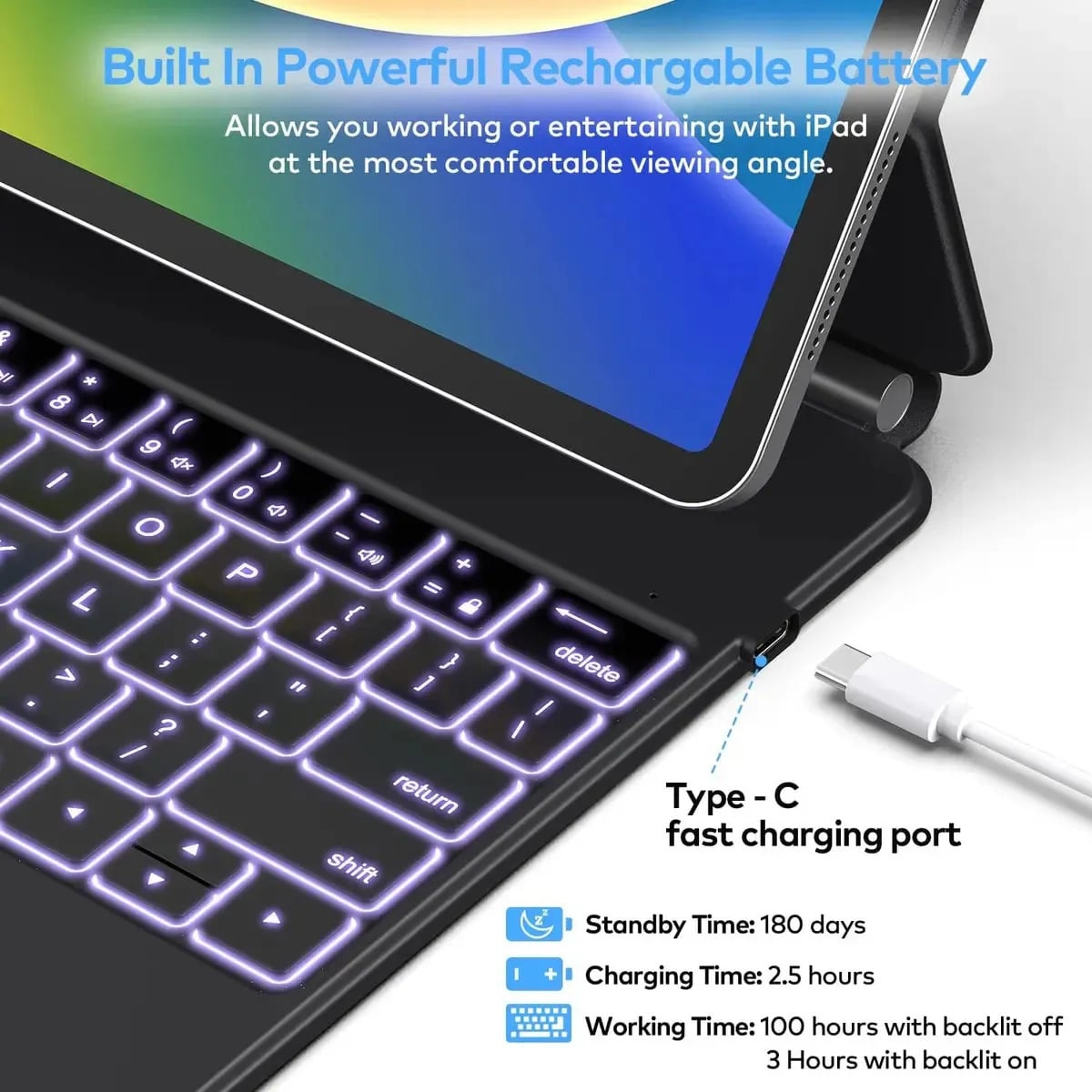 TECLADO MAGNÉTICO PARA IPAD AIR 11 M4 CHIP (2026) A3459 A3460 A3463 NEGRO - 4