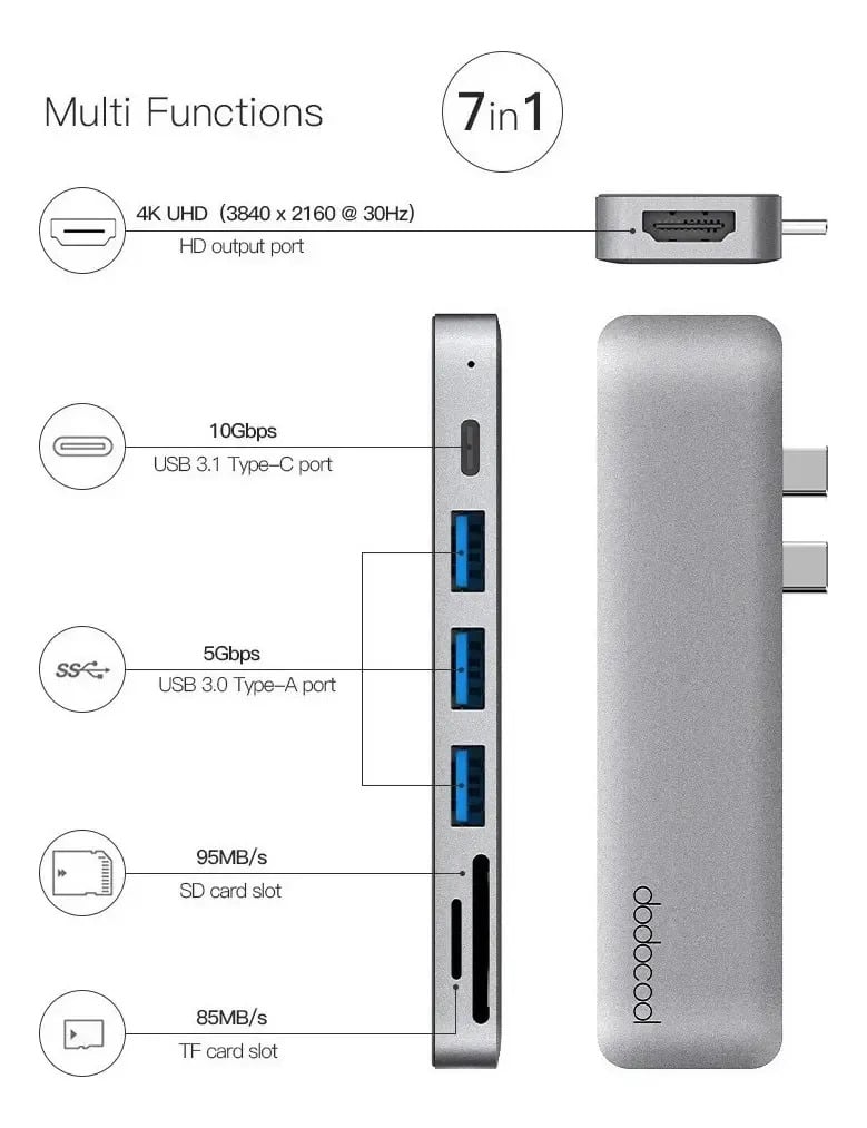 ADAPTADOR HUB DODOCOOL 7EN2 PARA MACBOOK NEO 13 (2026) A3404 - 5