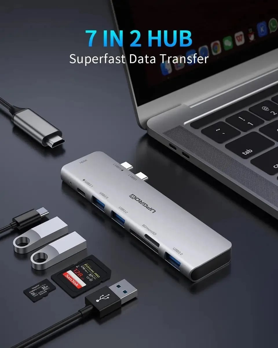 ADAPTADOR HUB UPGROW USB C PARA MACBOOK NEO 13 (2026) A3404 - 4