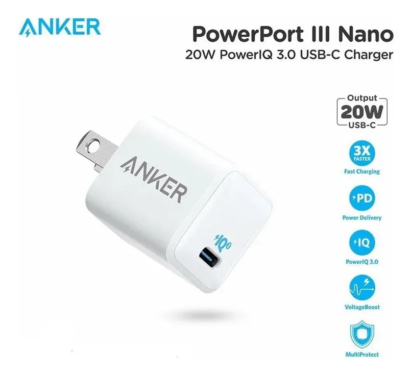 ANKER CARGADOR DE PARED 20W PARA IPHONE 17E (2026) 2-PACK - 6