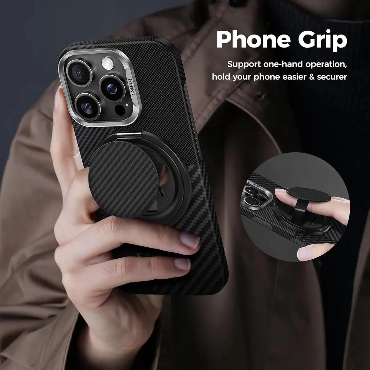 HOLDER PARANTE BENKS KEVLAR (MAG) PARA IPHONE 17 PRO MAX 6.9 | IPHONE 17 PRO 6.3 | IPHONE 17 NORMAL 6.3 | IPHONE AIR 6.5 - 2