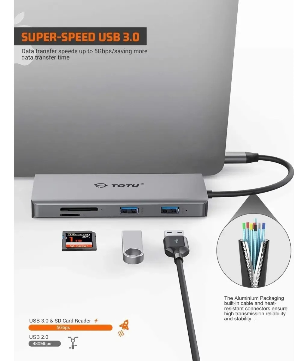 ADAPTADOR HUB TOTU 11EN1 PARA MACBOOK NEO 13 (2026) A3404 - 2