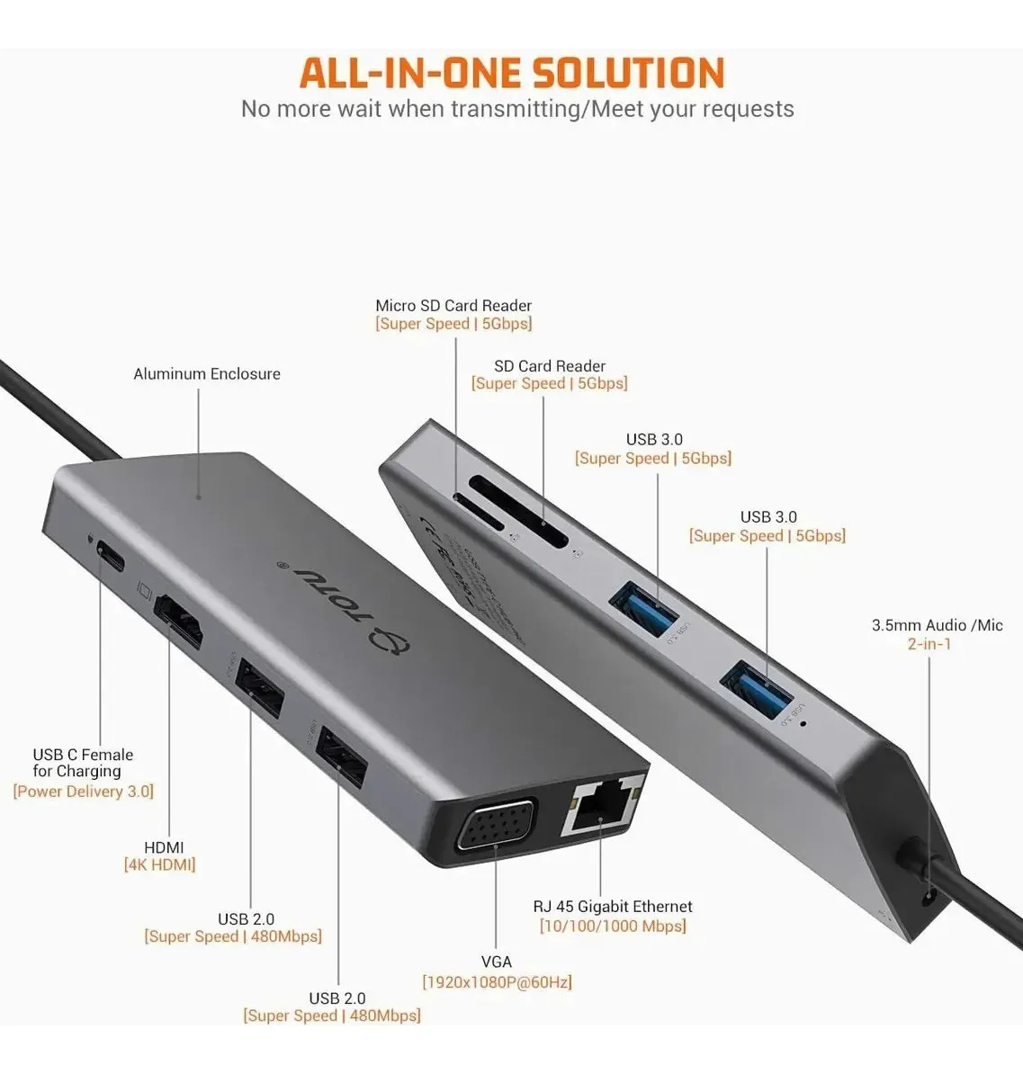 ADAPTADOR HUB TOTU 11EN1 PARA MACBOOK NEO 13 (2026) A3404 - 4