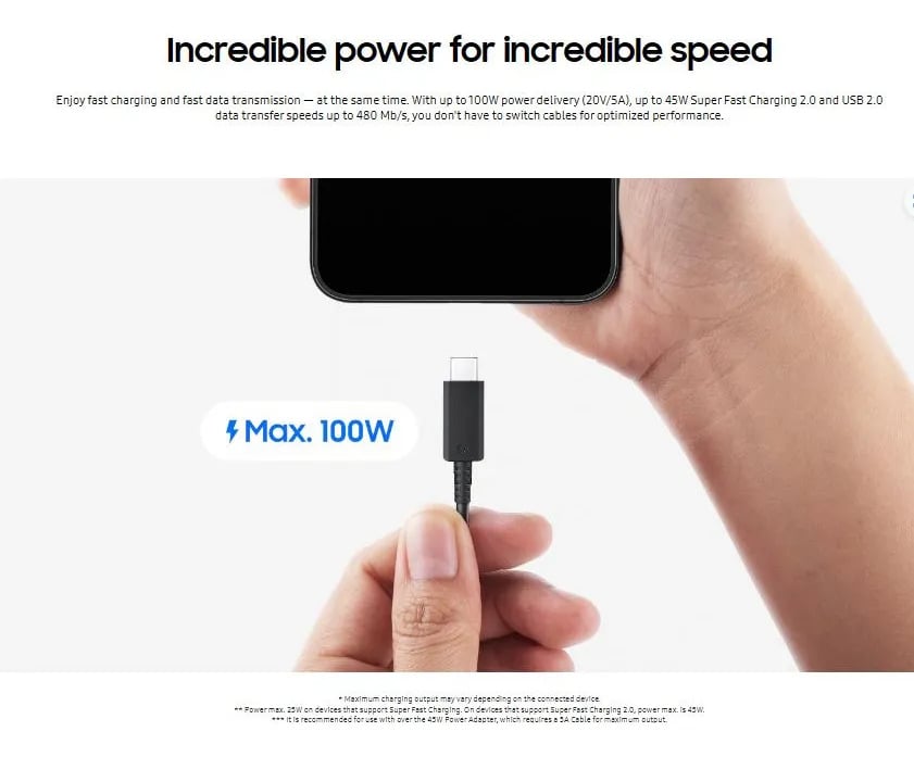 SAMSUNG CABLE USB C 100W 5A 1.8M PARA GALAXY S26 PLUS ULTRA - 3