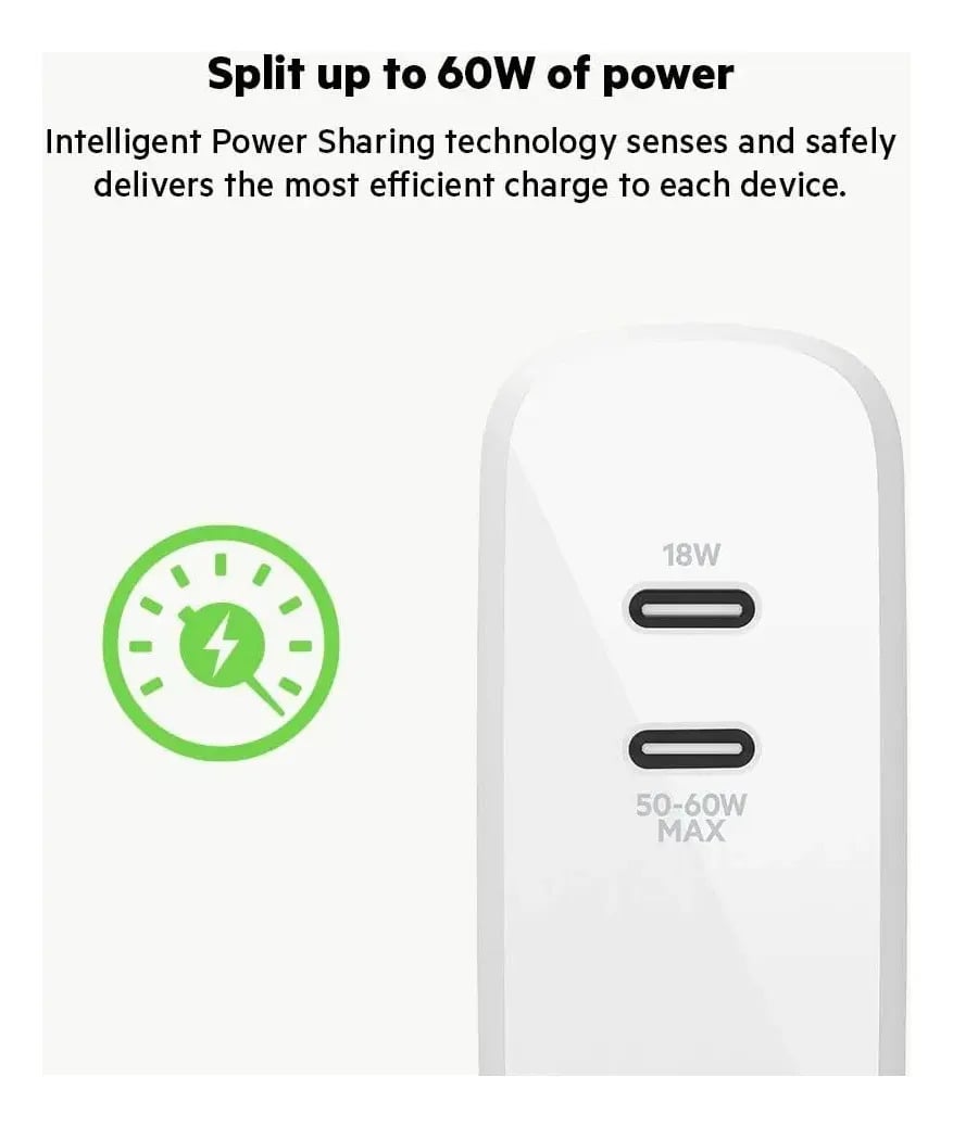 CARGADOR DE PARED BELKIN USB C 68W PARA MACBOOK NEO 13 (2026) A3404 - 3