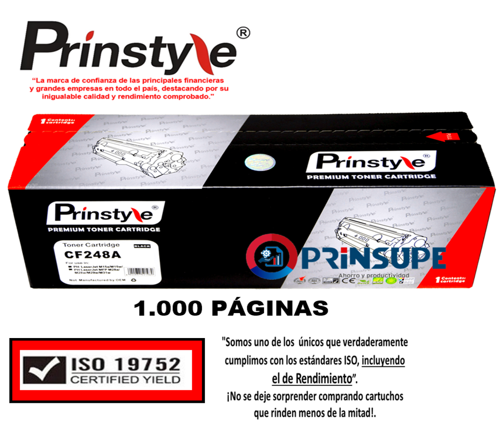 TÓNER PRINSTYLE NEGRO 1.000 PÁG 48A CF248A ISO RESDIMIENTO 19752 - 1