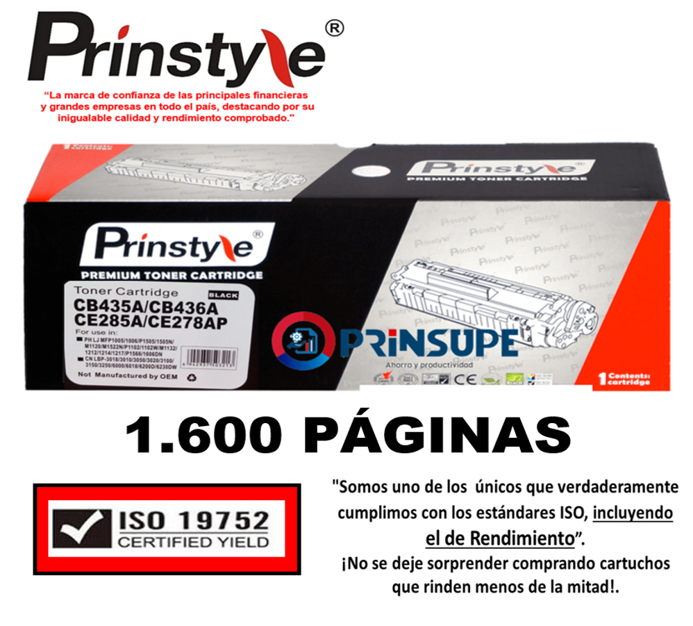 TÓNER PRINSTYLE CB436A NEGRO 1.600 PÁG 36A ISO 19752 - 1