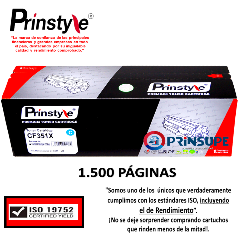 TÓNER PRINSTYLE 130X NEGRO CF351X CYAN 1.500PÁGISO RENDIMIENTO 19752 - 1