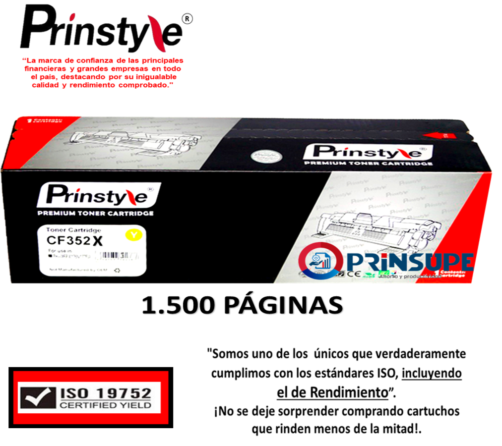 TÓNER PRINSTYLE 130X NEGRO CF352X YELLOW 1.500PÁGISO RENDIMIENTO 19752 - 1