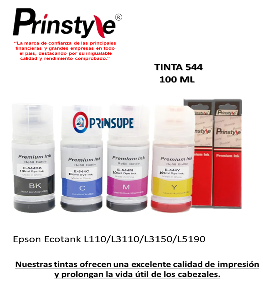 TINTAS PRINSTYLE 544 ROJO PACK COMPATIBLE CON EPSON 4 COLORES 70ML - 1