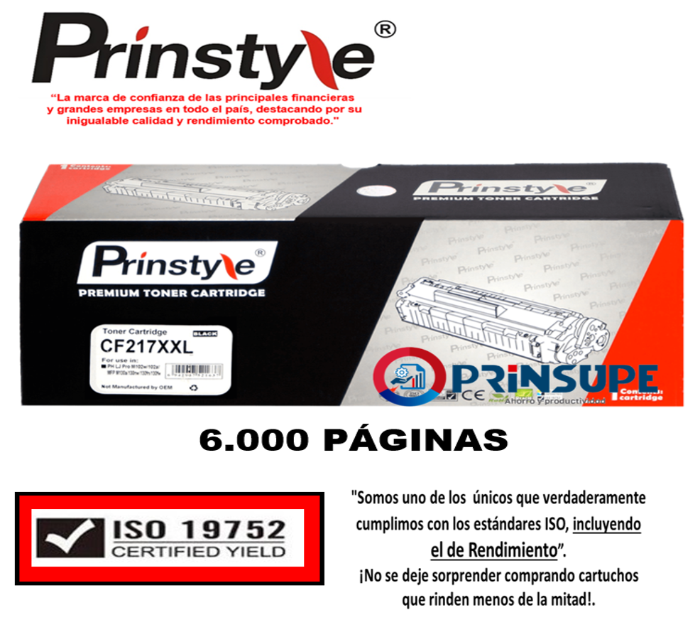 TÓNER PRINSTYLE NEGRO 6.000 PÁG 17A / 17X CF217A ALTO RENDIMIENTO - 1