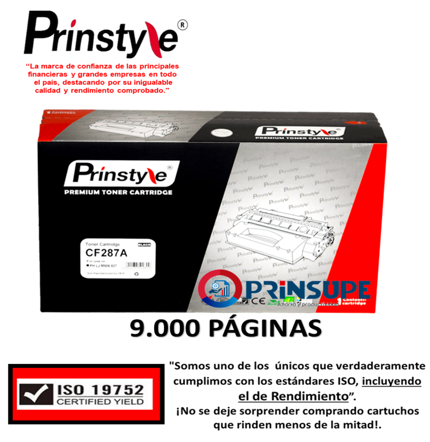 TÓNER PRINSTYLE NEGRO 87A CF287XA 9.000 PÁG ISO RENDIMIENTO 19752 - 1