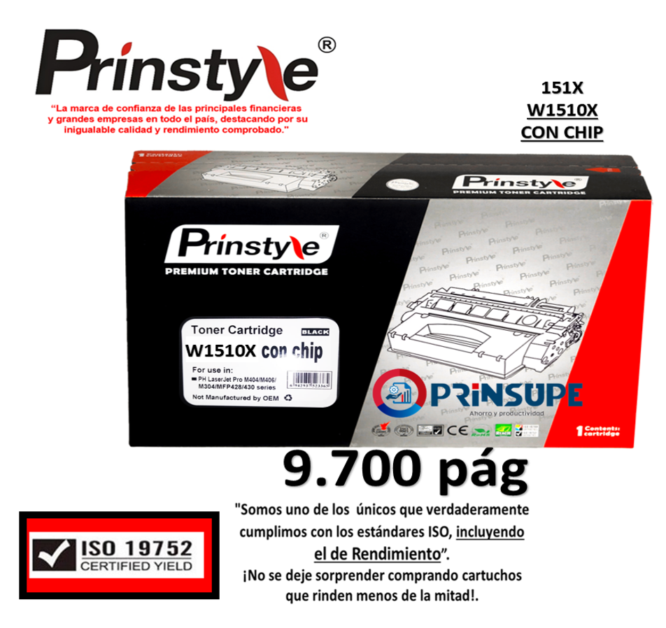 TONER 151X W1510X  PRINSTYLE 9.700 PÁG. CON CHIP ISO 19752 - 1
