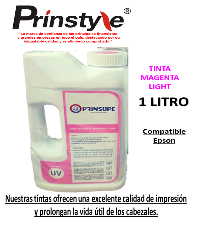 TINTA 1 LITRO UV PRINSUPE COMPATIBLE CON EPSON -ULTRA UV MAGENTA LIGHT - 1