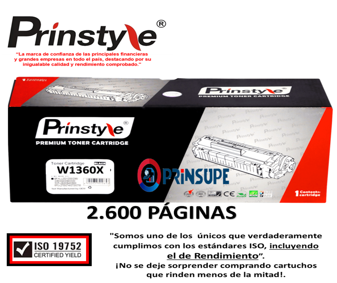 TONER W1360X 136X PRINSTYLE 2.600 PÁG- ISO 19752 - 1