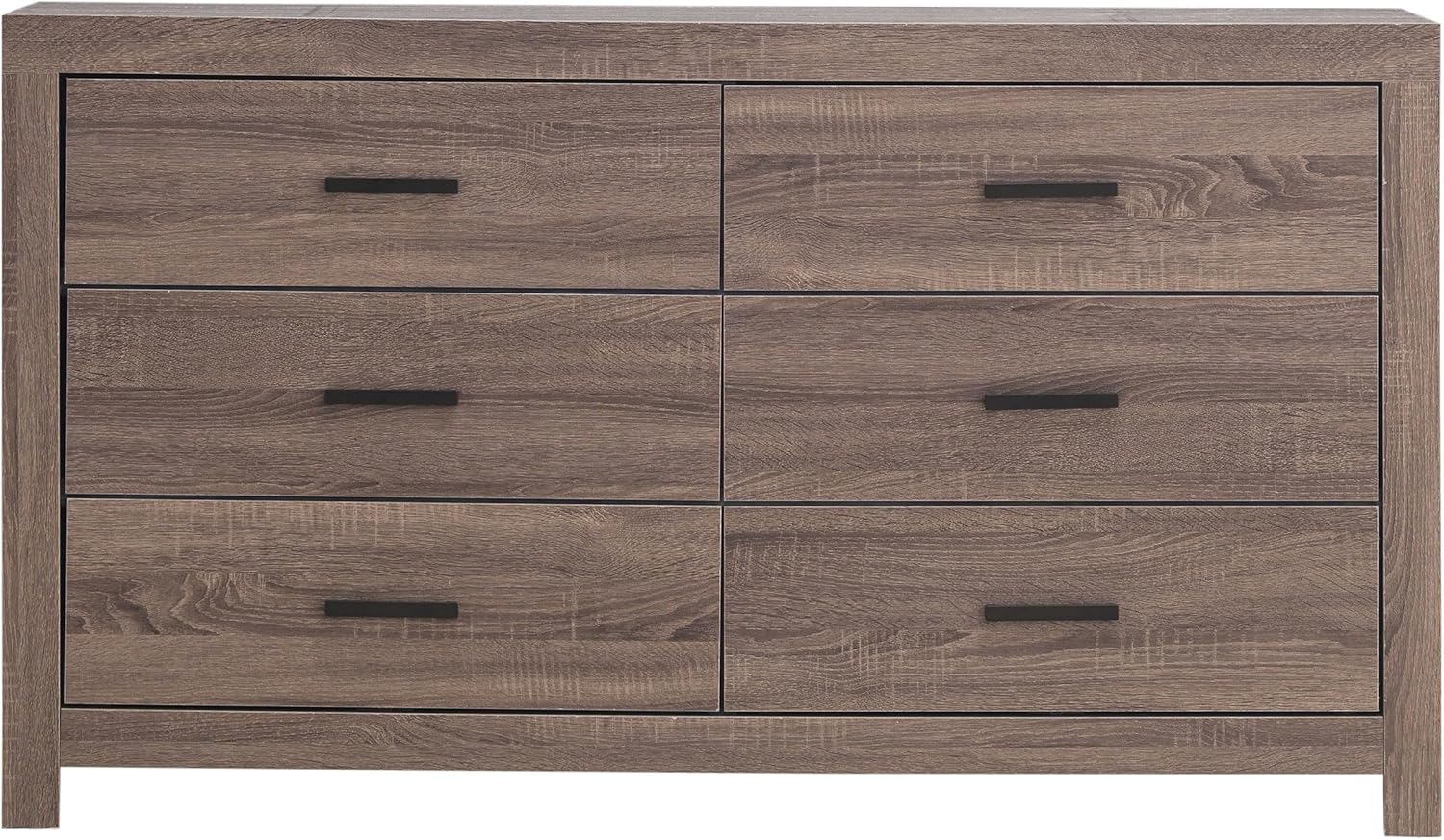 COMODA BRANT 6 CAJONES TIRADORES NEGROS MUEBLE ROBLE NORDICO 83X148CM - 7