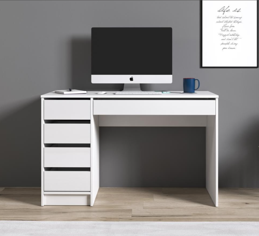 ESCRITORIO GANTE OFICINA MODERNO 5 CAJONES COLOR BLANCO - 1