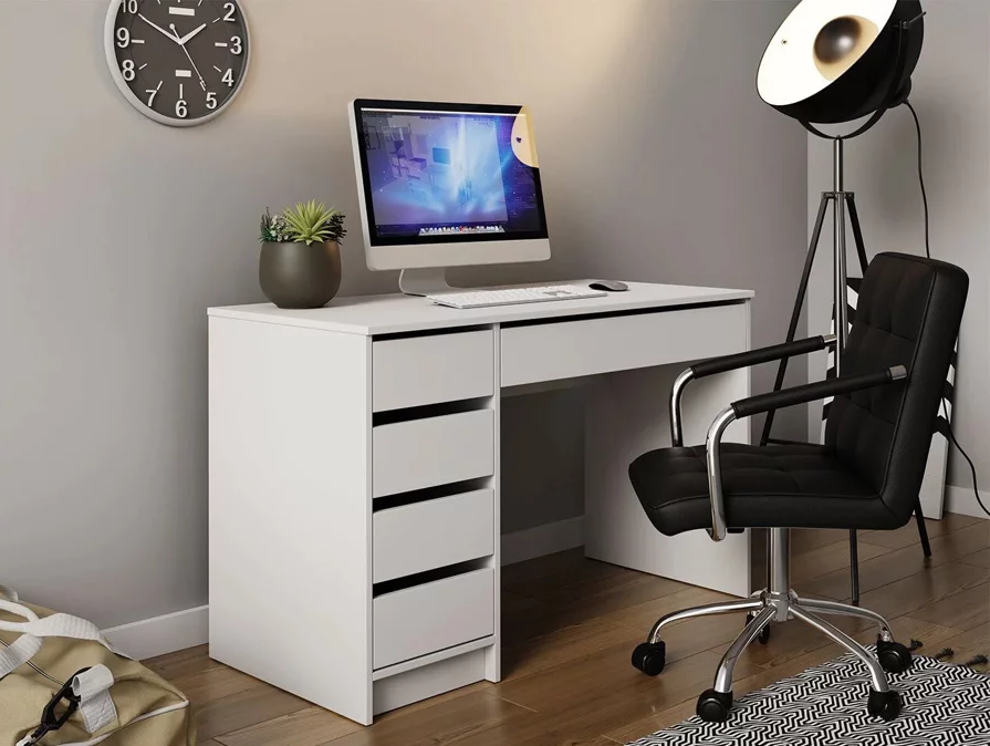 ESCRITORIO GANTE OFICINA MODERNO 5 CAJONES COLOR BLANCO - 2