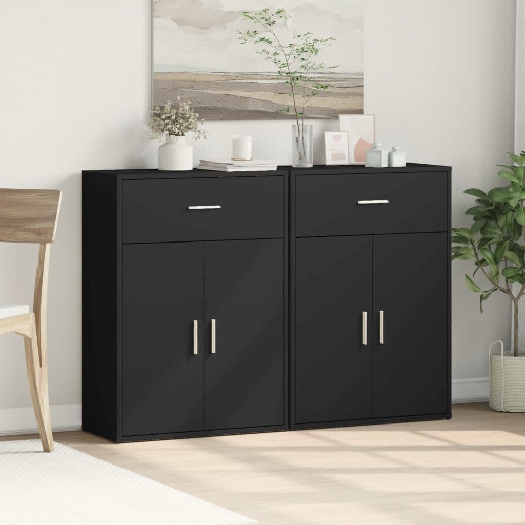 APARADOR SEJOUR 2 PIEZAS 2 CAJONES 4 PUERTAS NEGRO 120 CM - 1