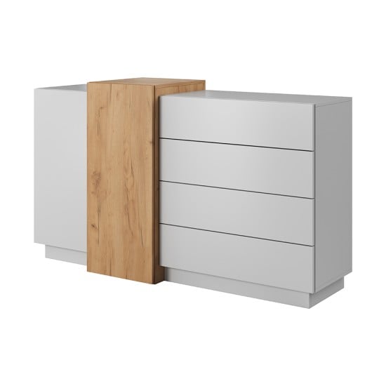 CÓMODA MODULAR ALVA 4 CAJONES 2 PUERTAS COLOR BLANCO Y ROBLE 160X88CM - 2