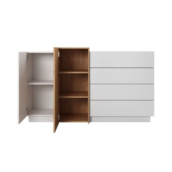 CÓMODA MODULAR ALVA 4 CAJONES 2 PUERTAS COLOR BLANCO Y ROBLE 160X88CM - 3