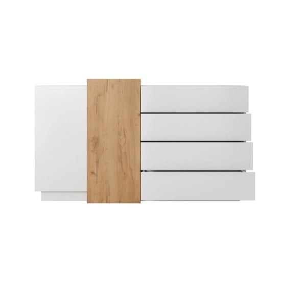 CÓMODA MODULAR ALVA 4 CAJONES 2 PUERTAS COLOR BLANCO Y ROBLE 160X88CM - 4