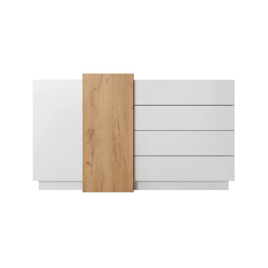 CÓMODA MODULAR ALVA 4 CAJONES 2 PUERTAS COLOR BLANCO Y ROBLE 160X88CM - 5