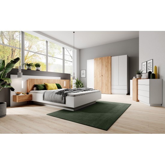 CÓMODA MODULAR ALVA 4 CAJONES 2 PUERTAS COLOR BLANCO Y ROBLE 160X88CM - 7