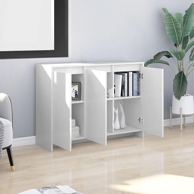 APARADOR JERY MODERNO 3 PUERTAS CON ESTANTES INTERNOS BLANCO 75X102 CM - 2