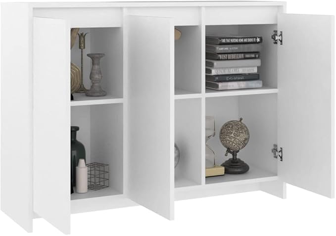 APARADOR JERY MODERNO 3 PUERTAS CON ESTANTES INTERNOS BLANCO 75X102 CM - 5