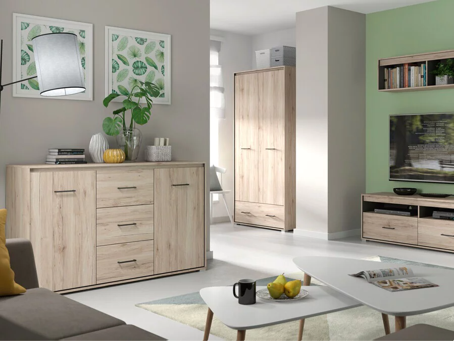 APARADOR BULENA 3 CAJONES 2 PUERTAS COLOR TOSCANA 142X88CM - 5