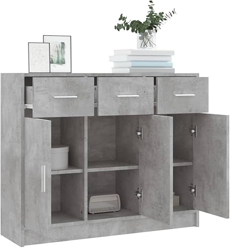 APARADOR LUCY 3 PUERTAS 3 CAJONES GRIS - 5