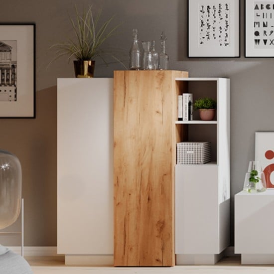 CÓMODA MODULAR ALVA DIVISIONES INTERNAS 3 PUERTAS BLANCO ROBLE 110CM - 1