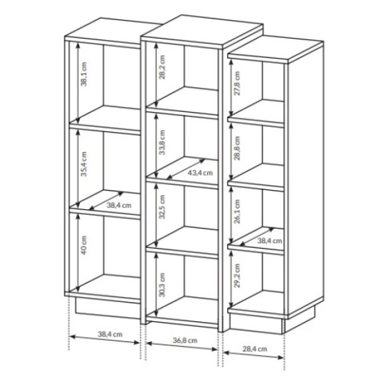 CÓMODA MODULAR ALVA DIVISIONES INTERNAS 3 PUERTAS BLANCO ROBLE 110CM - 7