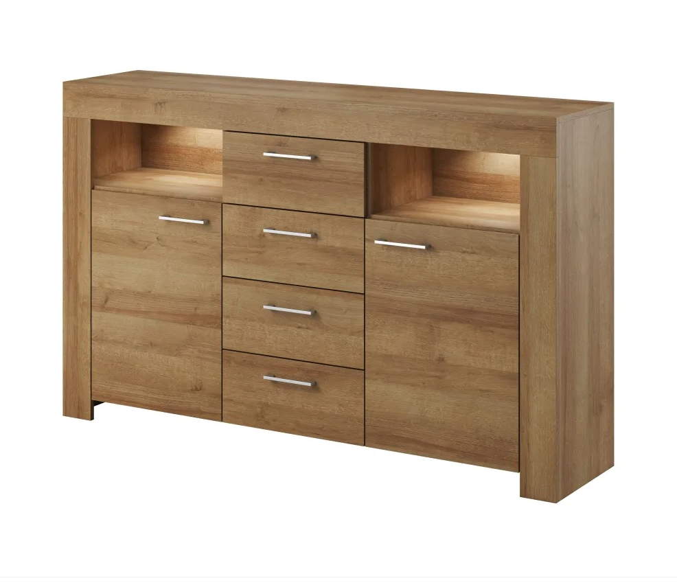 APARADOR ELSA CON 4 CAJONES 2 PUERTAS COLOR ROBLE 96X155CM - 1