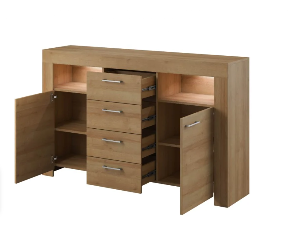 APARADOR ELSA CON 4 CAJONES 2 PUERTAS COLOR ROBLE 96X155CM - 2