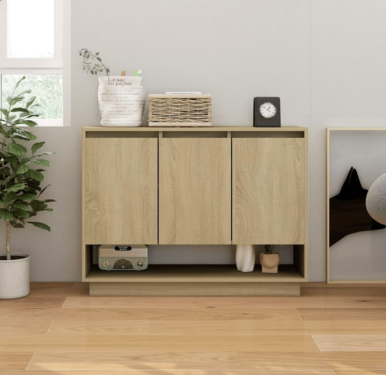 APARADOR WORDEN 3 PUERTAS UN ESTANTE BAJO COLOR ROBLE 97X31X75 CM - 1