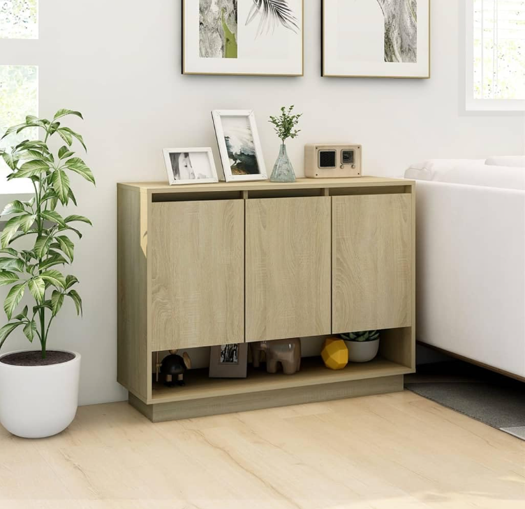 APARADOR WORDEN 3 PUERTAS UN ESTANTE BAJO COLOR ROBLE 97X31X75 CM - 3