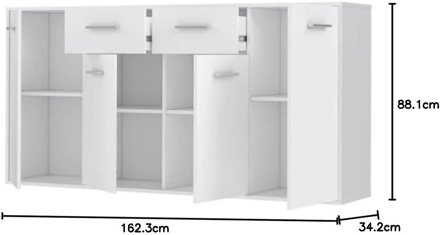 APARADOR DEGRA 4 PUERTAS 2 CAJÓN BLANCO 162 CM - 7