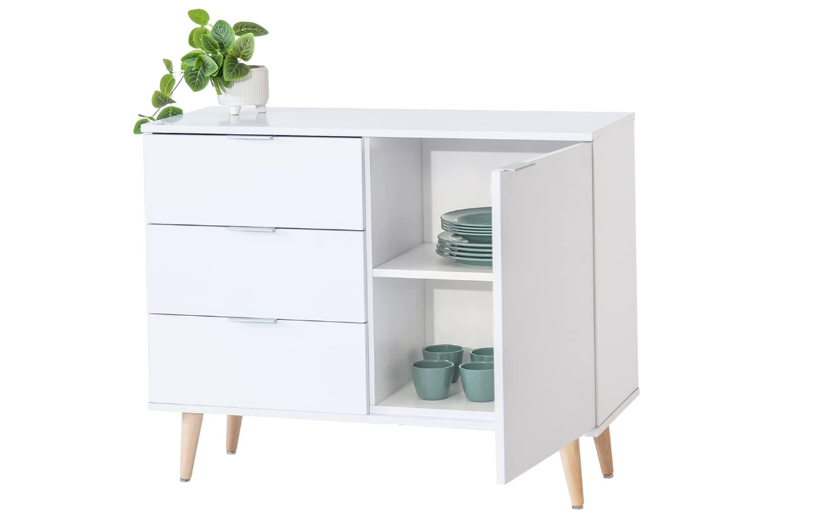 APARADOR BLANCO 1 PUERTA Y 3 CAJONES COMEDOR 76X95CM - 4