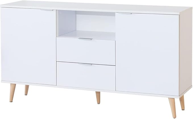 APARADOR OASIS 2 PUERTAS 2 CAJONES BLANCO MODERNO 5 PATAS DE MADERA - 1