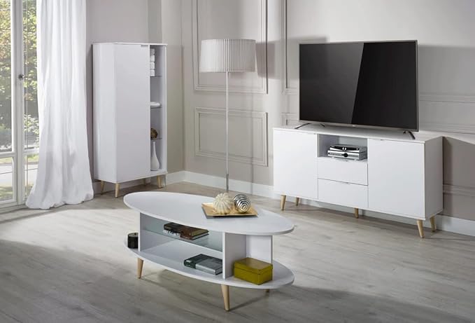 APARADOR OASIS 2 PUERTAS 2 CAJONES BLANCO MODERNO 5 PATAS DE MADERA - 2
