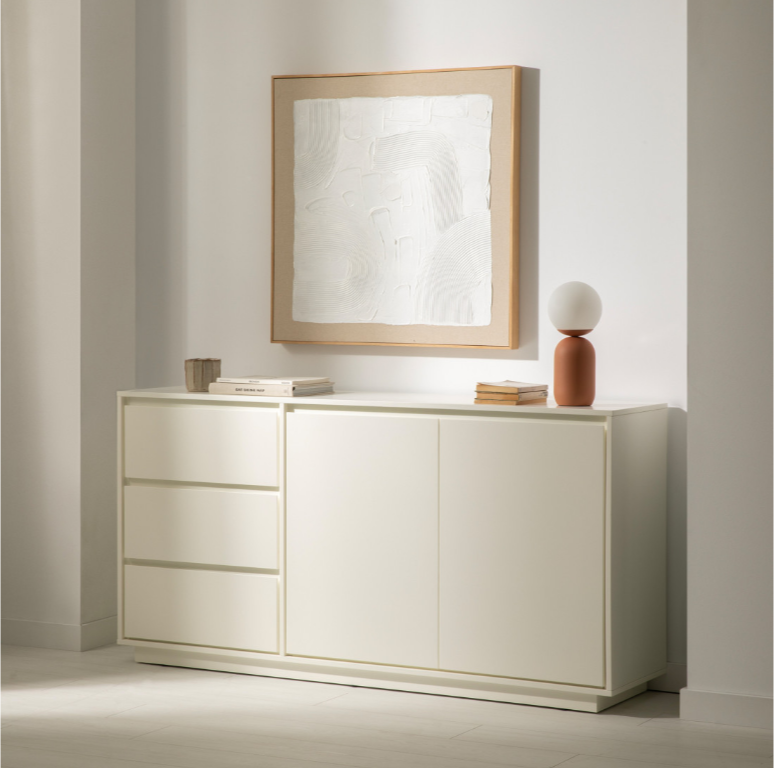 APARADOR ALASKA MODERNO CON 3 CAJONES 2 PUERTAS SALÓN-COMEDOR BLANCO - 2