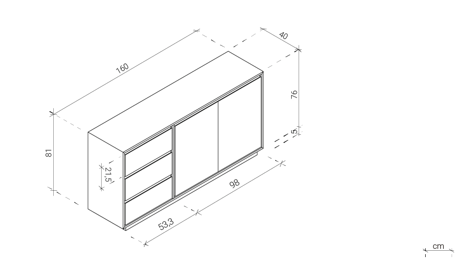 APARADOR ALASKA MODERNO CON 3 CAJONES 2 PUERTAS SALÓN-COMEDOR BLANCO - 7