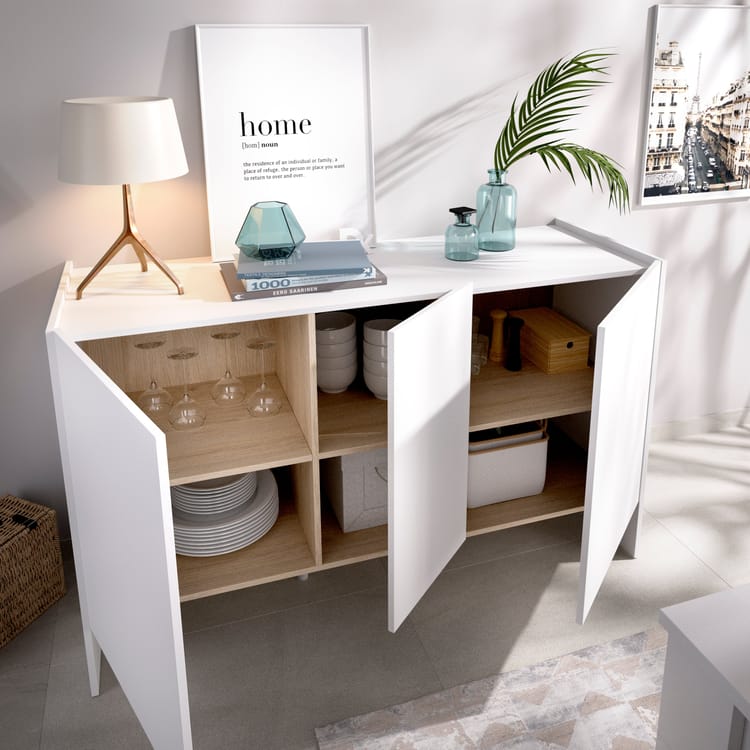 APARADOR DREULL 3 PUERTAS ESTANTE BLANCO 138CM - 2