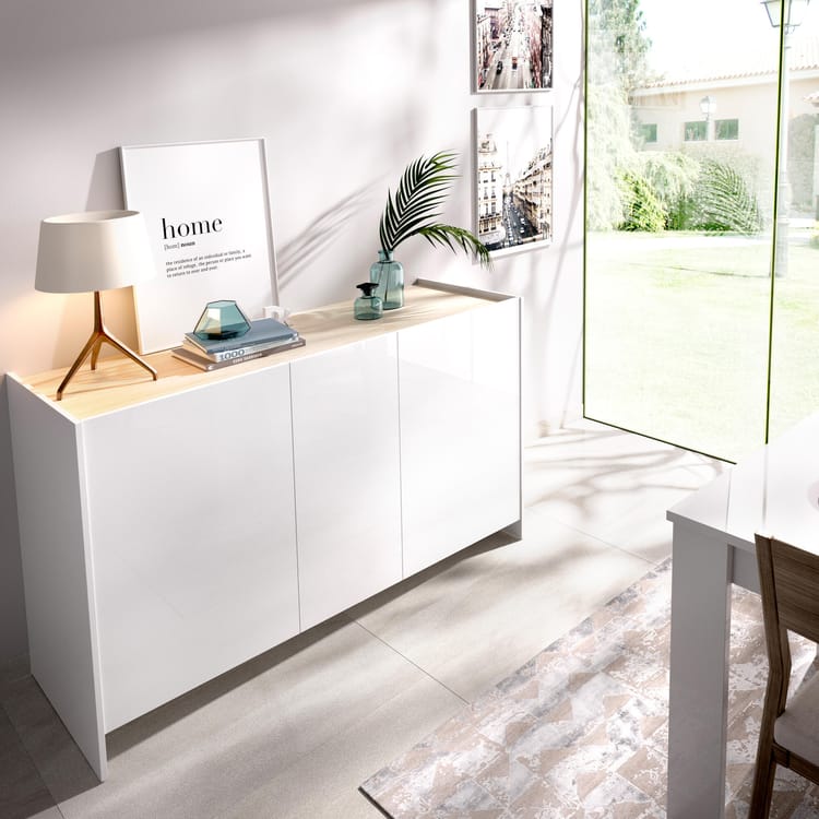 APARADOR DREULL 3 PUERTAS ESTANTE BLANCO 138CM - 5