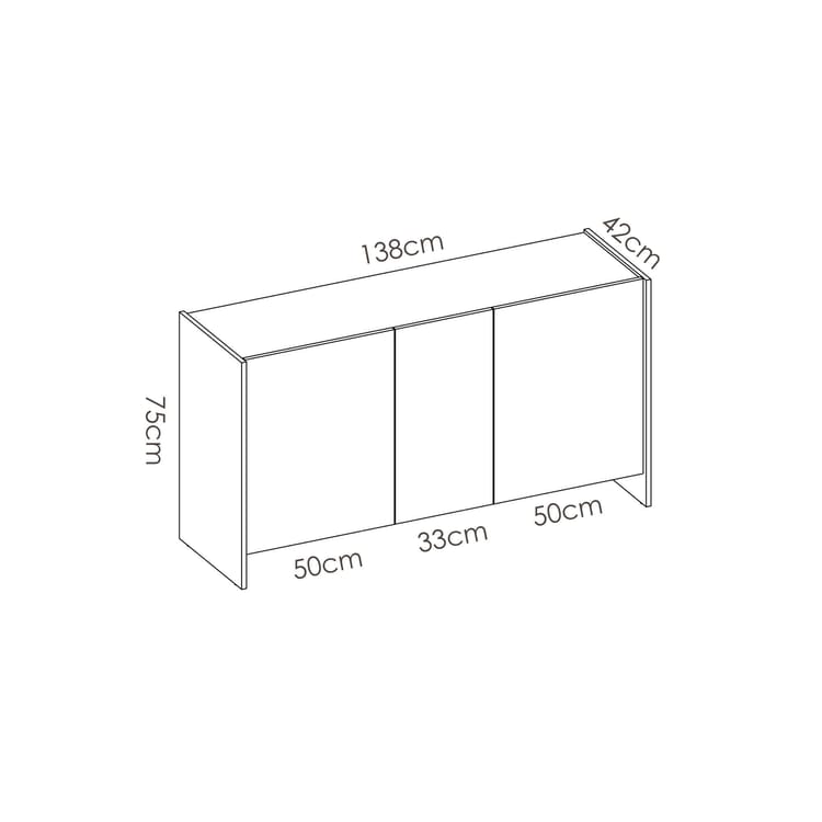 APARADOR DREULL 3 PUERTAS ESTANTE BLANCO 138CM - 7