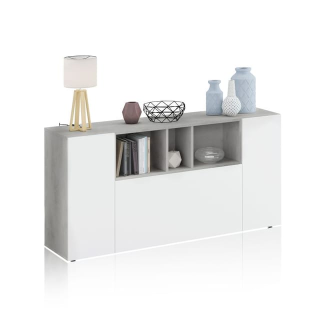 APARADOR CAMILE 3 PUERTAS ESTANTES BLANCO GRIS 150 CM - 4